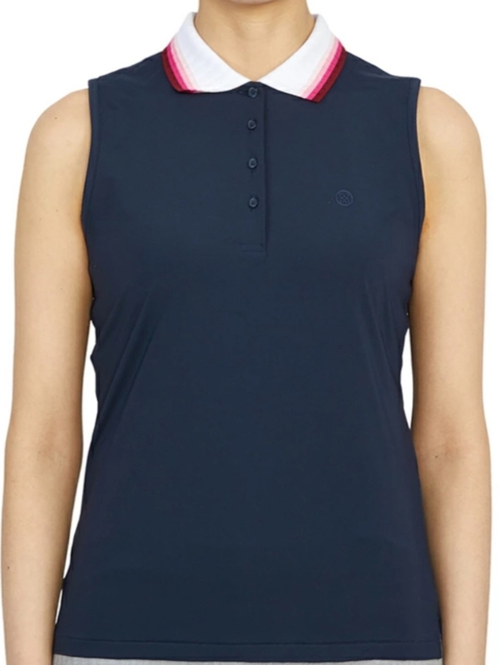 G/FORE sleeveless golf polo women’s top navy blue gradient pink collar small